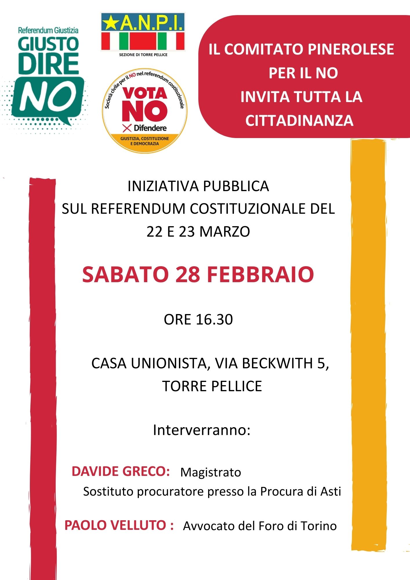 Torre Pellice: iniziativa pubblica su Referendum Giustizia