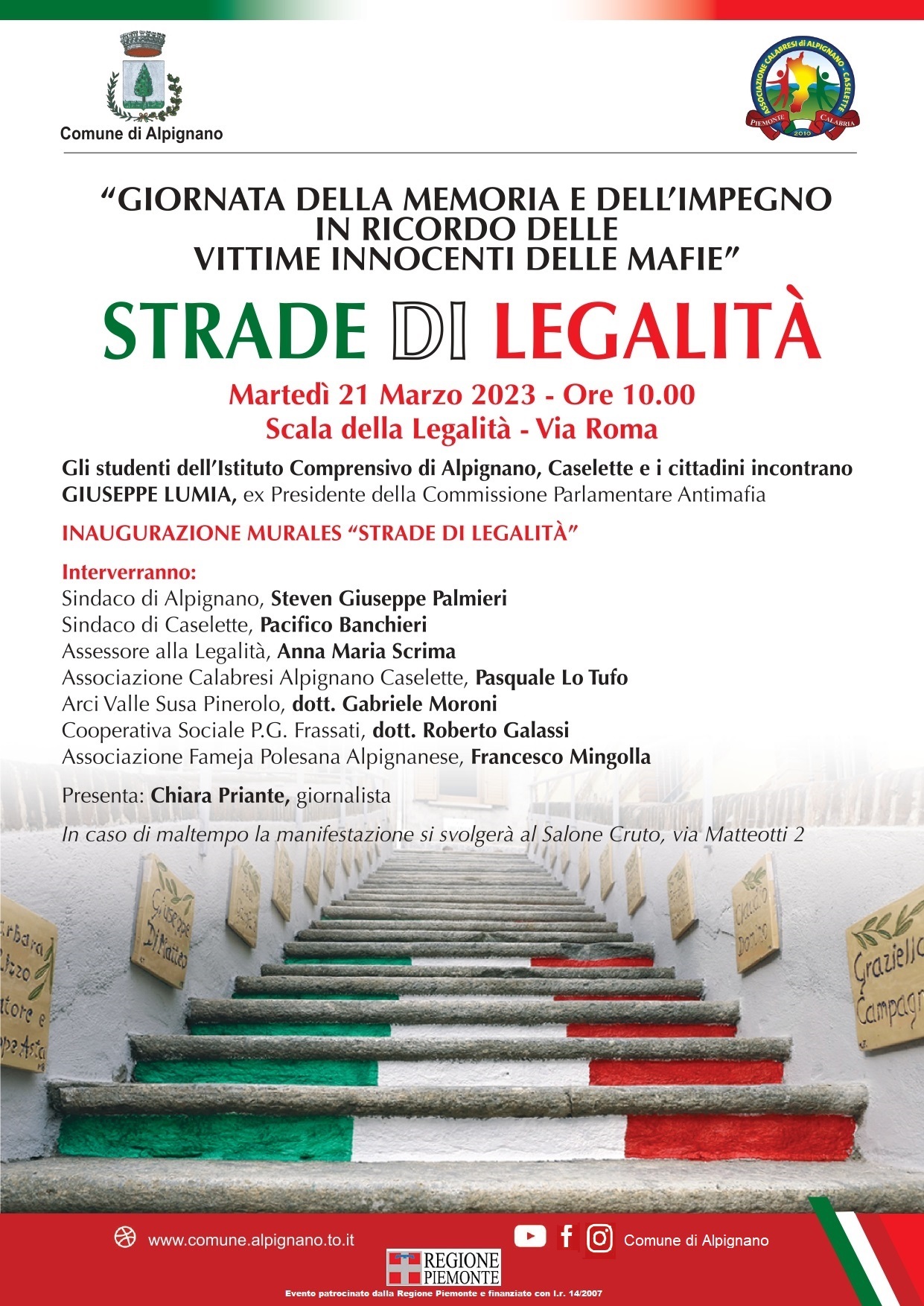 Strade di Legalità, in ricordo delle vittime innocenti delle mafie