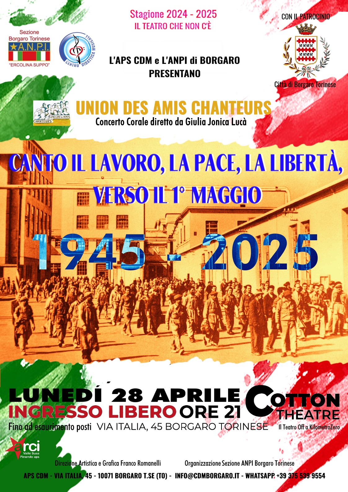 Borgaro: “Canto il Lavoro, la Pace, La Libertà, verso il 1° Maggio"