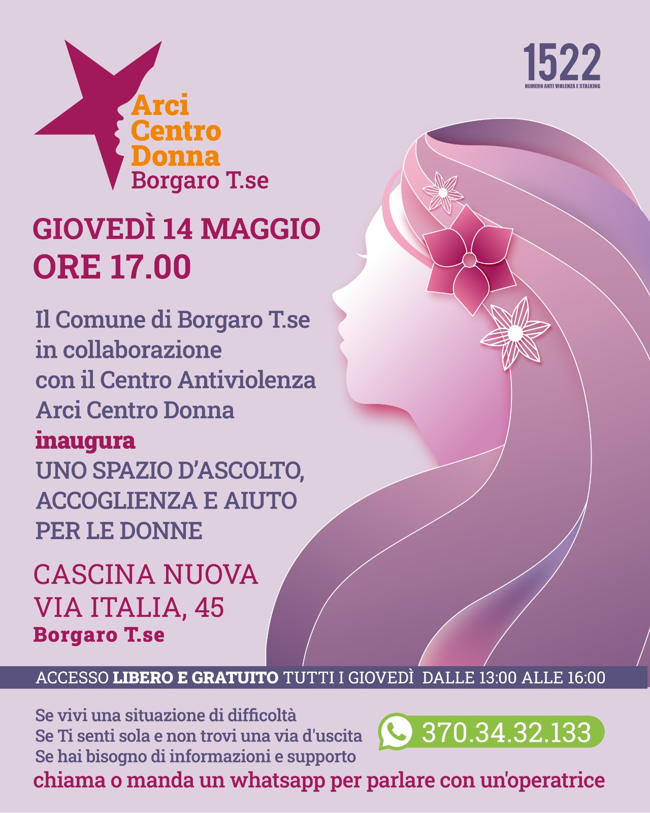 Inaugurazione dello Sportello Arci Centro Donna di Borgaro Torinese