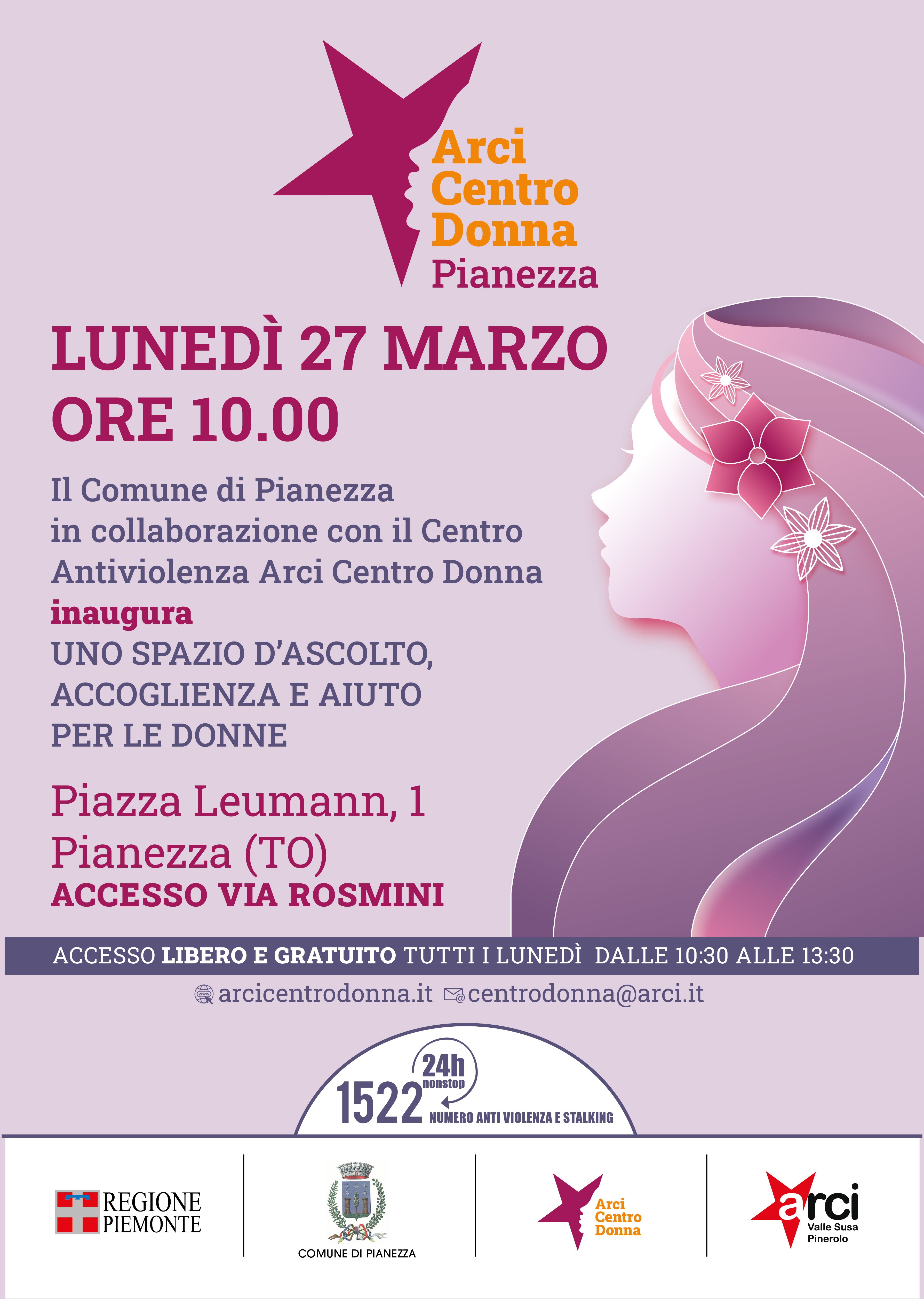 Inaugurazione dello sportello Arci Centro Donna a Pianezza
