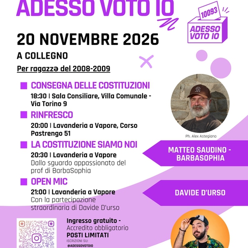 Collegno: Nelle case dei diciottenni arriva l’invito alla prima “Festa del Voto”