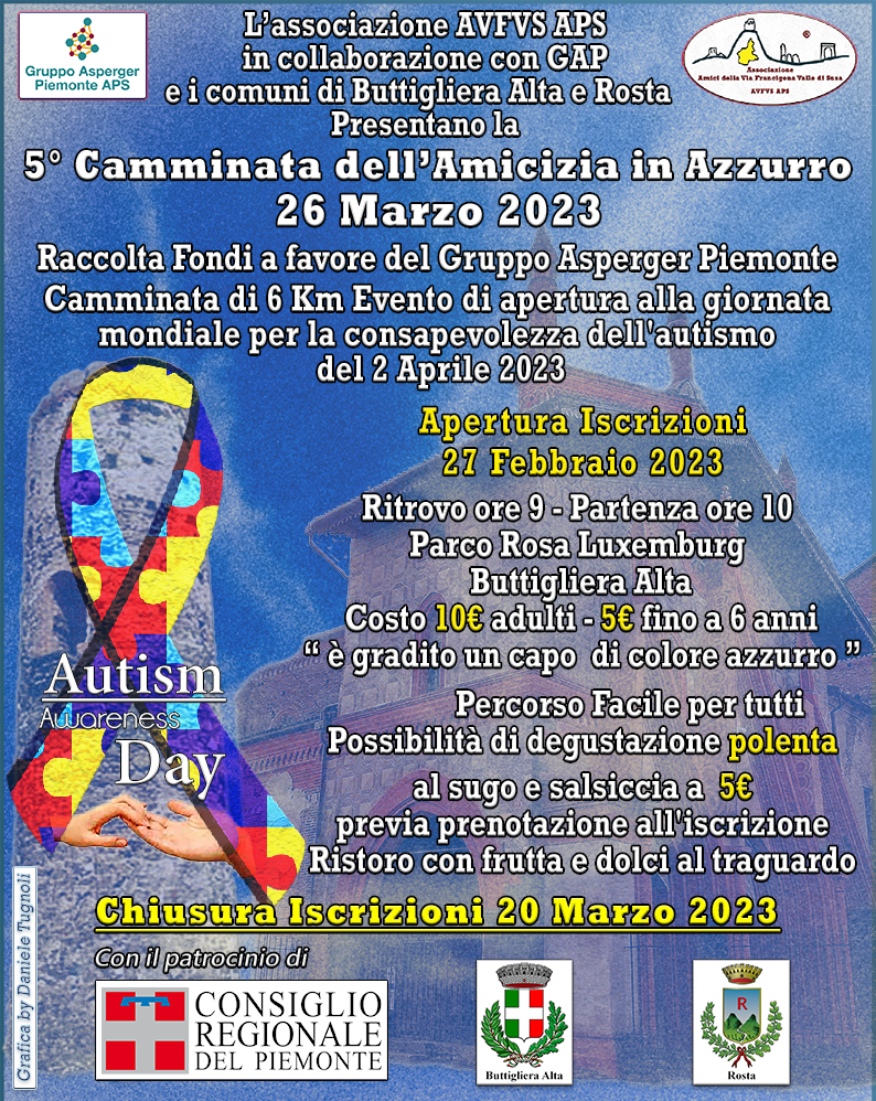 Camminata dell’Amicizia in Azzurro - 26 marzo 2023