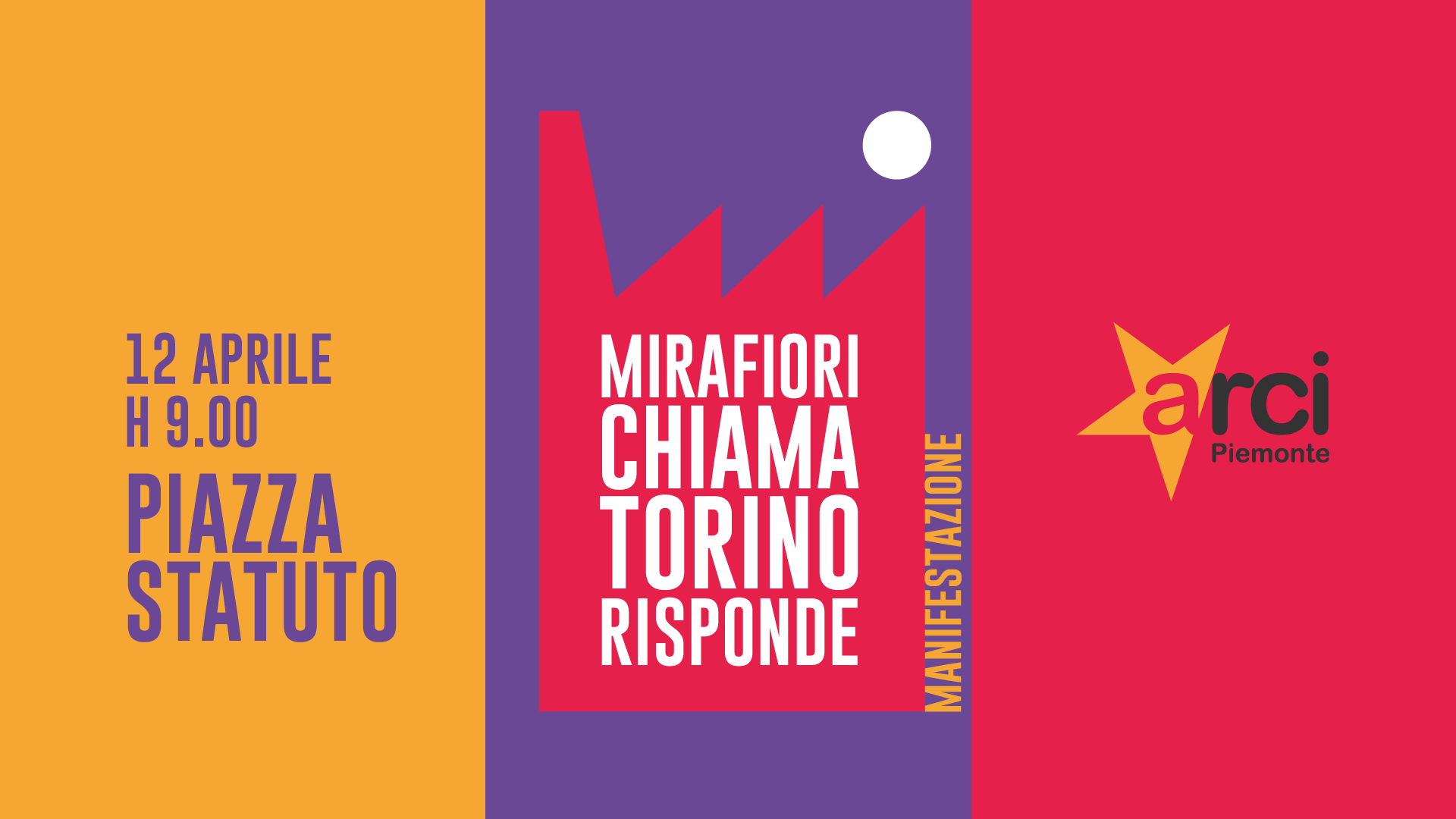 ARCI Piemonte aderisce alla manifestazione del 12 aprile per il rilancio di Mirafiori