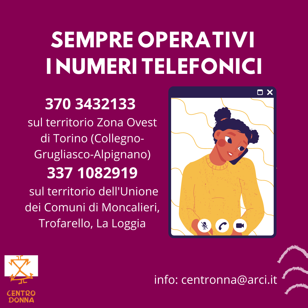 Apertura estiva sportelli Arci Centro Donna – Collegno, Alpignano, Grugliasco