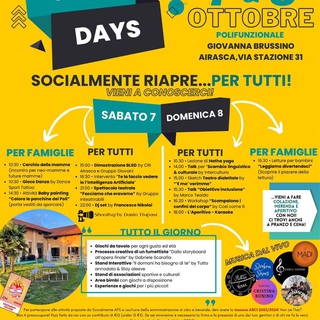 Open Days di Socialmente aps - 7/8 ottobre 2023, Airasca
