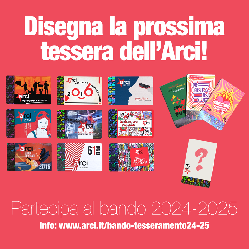 Bando di concorso: disegna la tessera dell’Arci 2024-2025